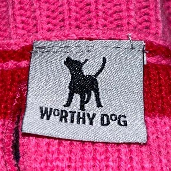 The Worthy Dog Sweater Striped Rainbow Roll Neck Pullover Sweater Double Knit - Picture 3 of 9